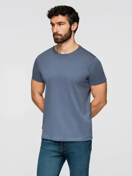 Ombre BASIC men's classic cotton T-shirt - blue denim