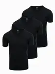 Ombre BASIC men's cotton V-neck t-shirt set - 3x black