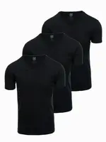 Ombre BASIC men's cotton V-neck t-shirt set - 3x black