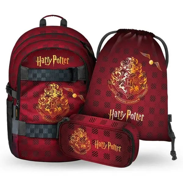 3 SET Skate Harry Potter Bradavice vínový: batoh, penál, sáček GRS
