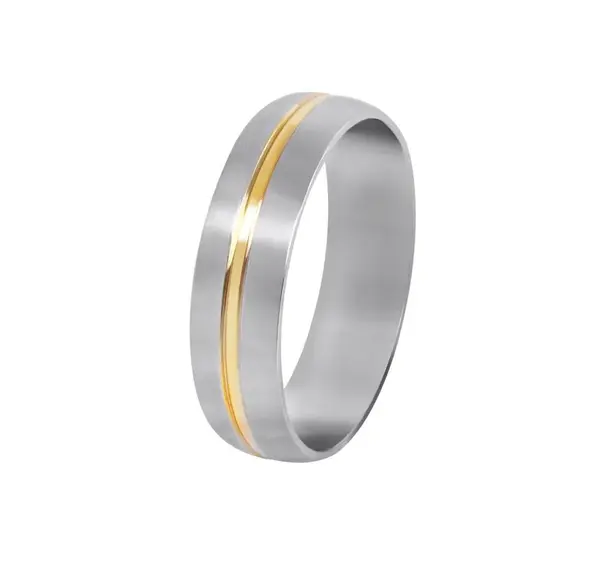 Troli Oceľový prsteň so zlatým prúžkom 52 mm