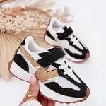 Boto Dětské tenisky na suchý zip bílou-černé Tezzu