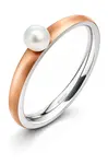 Boccia Titanium Ružovo pozlátený titánový prsteň s perličkou 0145-03 49 mm