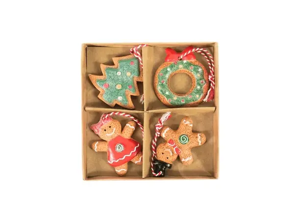 Sada 4 ks vánočních ozdob GINGERBREADS 6 cm