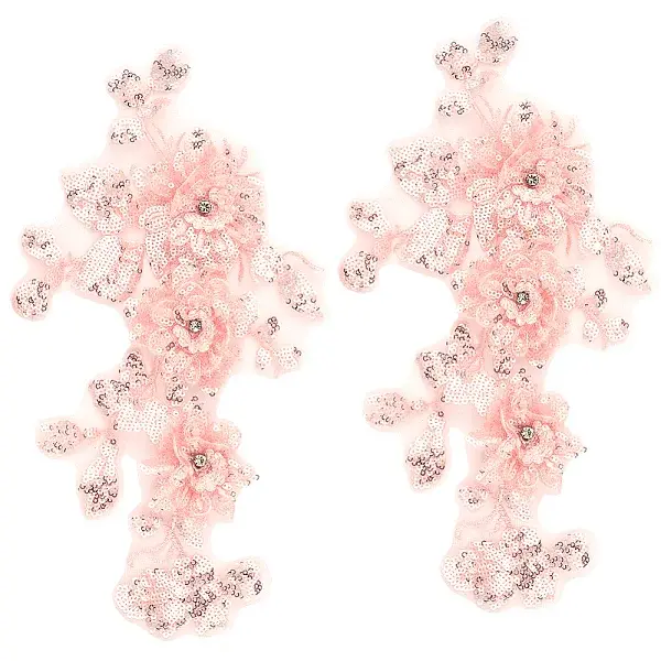 2Pcs 2 Styles Polyester Silk Lace Cloth Patches