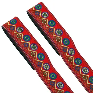 Flat Round with Flower Pattern Polyester Embroidery Ribbons