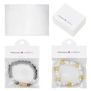 300Pcs 0PP Cellophane Packing Bags with White Paper Card Header