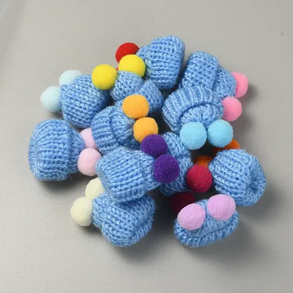 Woolen Crochet Mini Hat with Double Pom Pom Ball