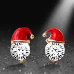 Zinc Alloy Enamel Santa Hat Stud Earrings