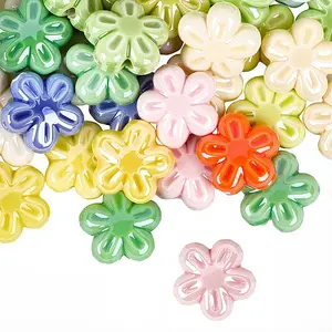 40Pcs Glazed Porcelain Beads