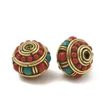 Dyed Synthetic Turquoise Brass Tibetan Style Beads