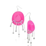 Hat Plastic & Rhinestone Dangle Earrings