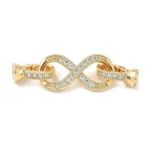 Brass Micro Pave Clear Cubic Zirconia Fold Over Clasps