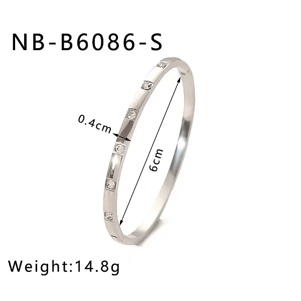 304 Stainless Steel Pave Cubic Zirconia Bangles