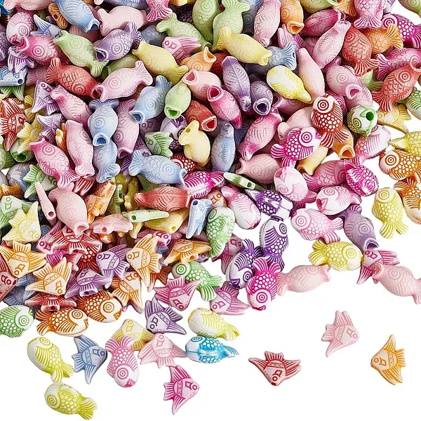 450Pcs 3 Styles Craft Style Acrylic Beads