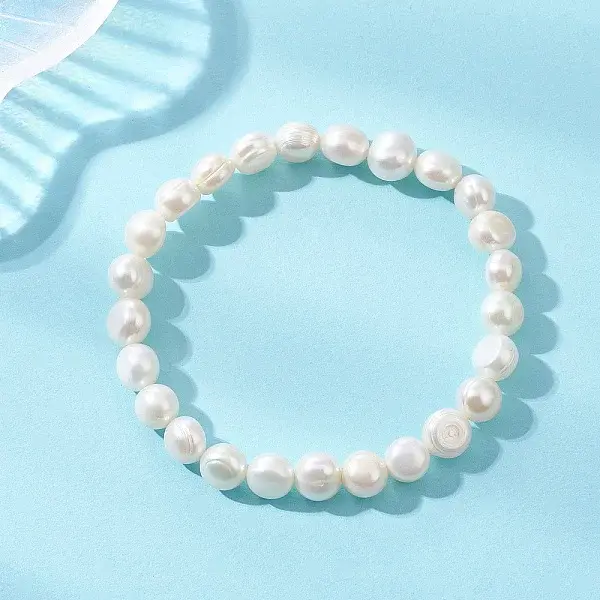 Natural Cultured Freshwater Pearl Beads Stretch Bracelets
