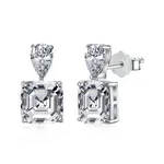 Rhodium Plated 925 Sterling Silver Micro Pave Cubic Zirconia Ear Studs for Women