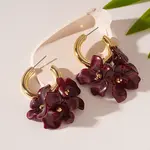 Flower Alloy & Acrylic Dangle Stud Earrings