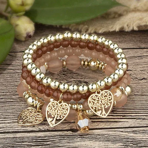 Acrylic & Glass Beaded Stretch Bracelet Sets