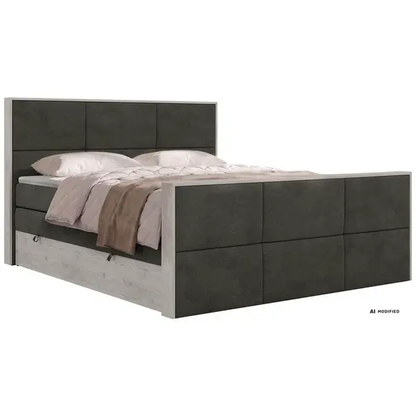 MKS POSTEL BOXSPRING DELNOR KING DUO 160/200 - Tmavě šedá Samet - Topper T25 - H4
