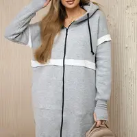 Zateplený komplet s dlouhou mikinou šedé barvy