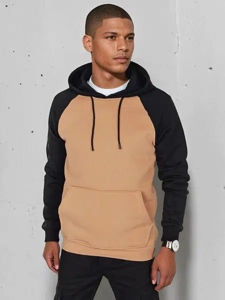 Bluza męska basic z kapturem kamelowa Dstreet