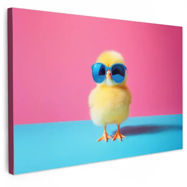 MuchoWow OBRAZ NA PLÁTNĚ Chick - Sluneční brýle - modré 90x60 cm