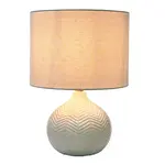 Relaxdays STOLNÍLAMPA Bílá keramika textilní stínidlo chevron E27