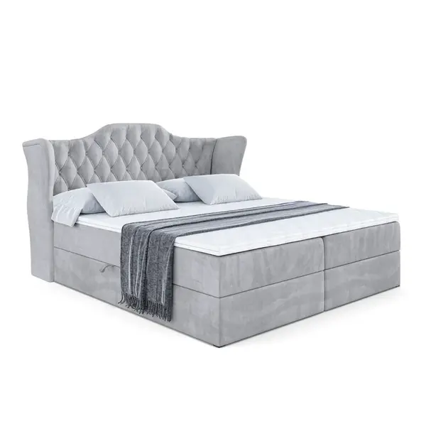 ALTDECOR AMERICKÁ postel s matrací H3 a lamelovým roštem – VILA – 120 × 200 cm, světle šedá