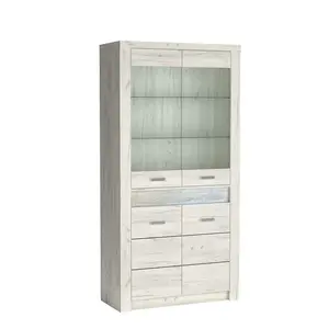 MASSENO VITRÍNA ZERI 96/192/42 cm Bílý dub