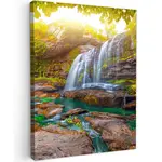 MuchoWow OBRAZ NA PLÁTNĚ Příroda - Vodopád - Rostliny - Stromy - Slunce 60x80 cm