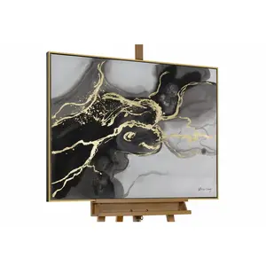 KUNSTLOFT RUČNĚ MALOVANÝ AKRYLOVÝ OBRAZ ČERNÝ/ŠEDÝ, 103/78 CM