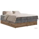 MKS POSTEL BOXSPRING WOOD ZERO KING 200/200 - Šedá Manšestr - Topper Visco - H3