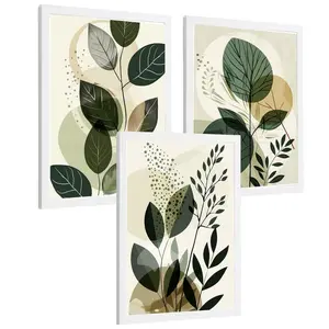 Nacnic PLAKAT Sada 3 Green Botanica A4 Bílý rám
