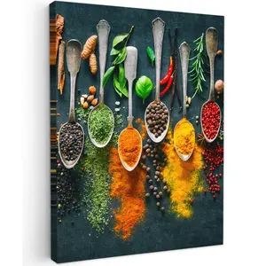 MuchoWow OBRAZ NA PLÁTNĚ Bylinky - koření - lžíce 60x80 cm