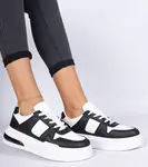 Gemre Black and white women's sneakers with thick sole Rossio