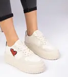 Gemre Beige women's sneakers with a glittery heart Laira
