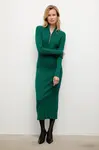 Kašmírové šaty Answear.LAB zelená barva, midi, přiléhavé