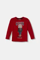 Dětské bavlněné tričko s dlouhým rukávem Guess