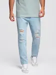 Ombre Men's CARROT FIT denim pants with rubbing - light blue