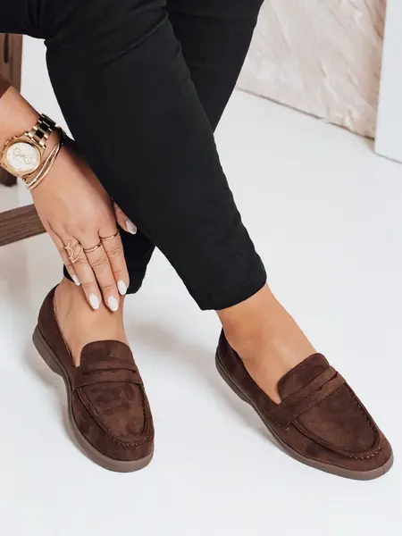 Mokasyny damskie zamszowe brązowe Dstreet