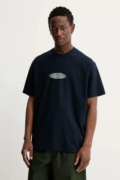 Bavlněné tričko Guess Jeans pánské, tmavomodrá barva, s potiskem, M5BI29 K8FQ4