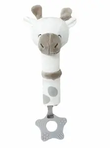 Tulilo Plyšová hračka s pískátkem a kousátkem Žirafka, 17 cm - šedá, bílá