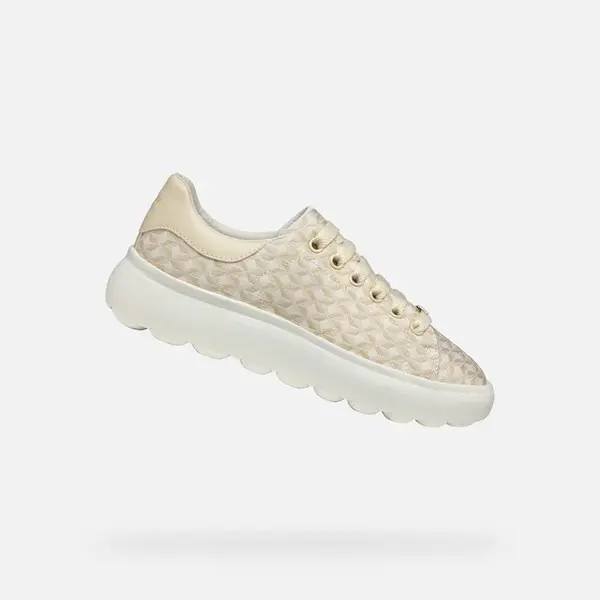 Cream women's sneakers Geox Spherica EC4.1 - Women's