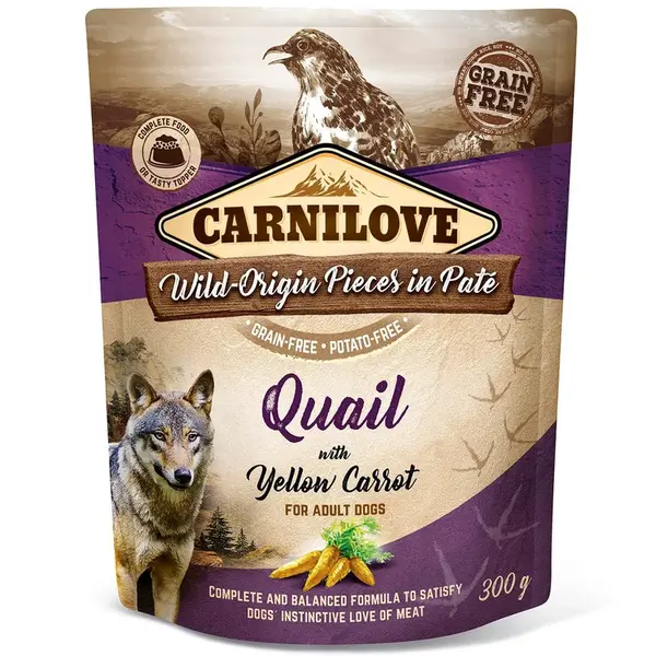 Carnilove Dog Pouch Paté Quail with Yellow Carrot 300 g