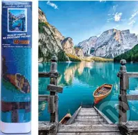 Diamantový obrázek - Jezero s loďkou 30x40cm