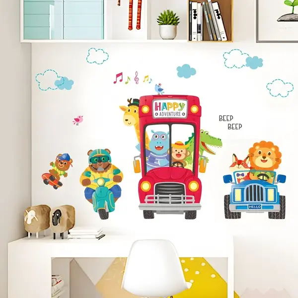 Samolepka na stenu/Tapeta Cestujúce zvieratká H16290