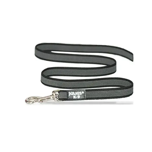 Julius-K9 pogumované vodítko, černé / 14 mm 1,2 m (218GM-1,2)
