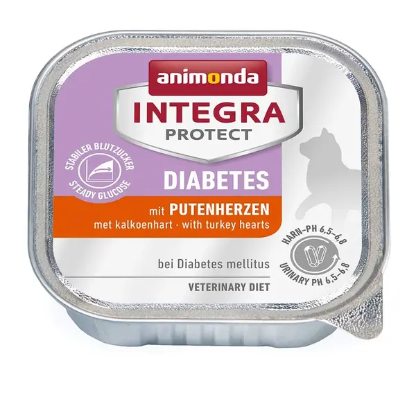 Animonda Cat Integra Protect Diabetes vaničky, krůtí srdce 100 g (86629)