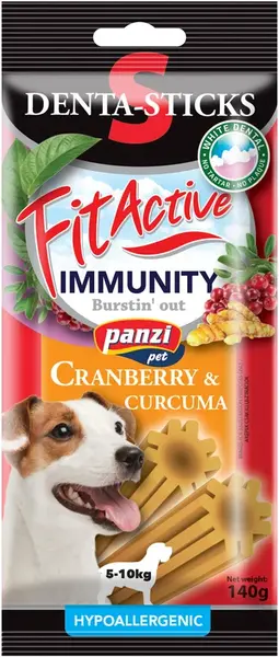 FitActive Hypoallergenic Denta-Sticks Immunity pamlsky pro psy - borůvka & kurkuma S - 140 g